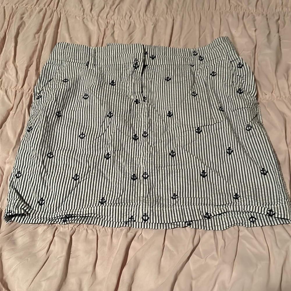 Nautical seersucker skirt with anchors